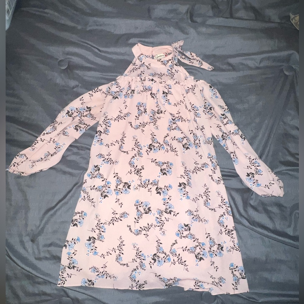Speechlesss Pink Floral Dress Cold Shoulder Tie Halter
